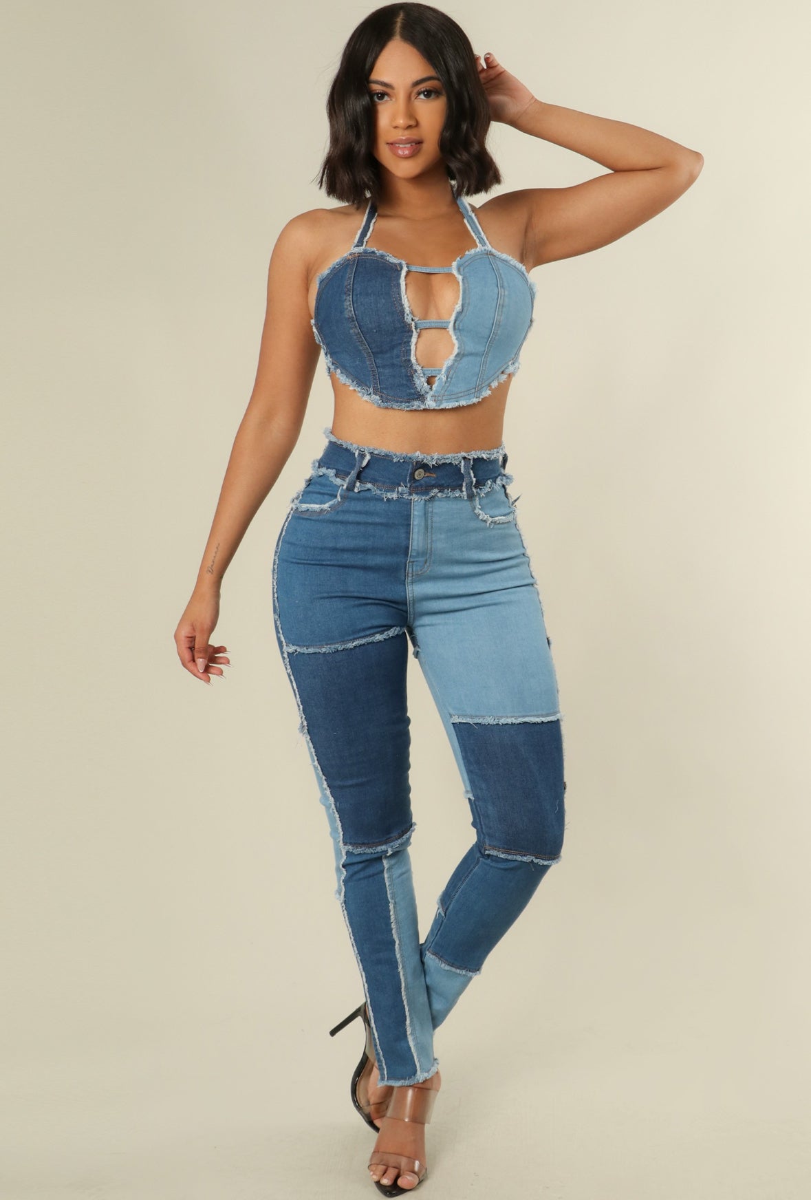 Multi Pattern Jean Set - Denim