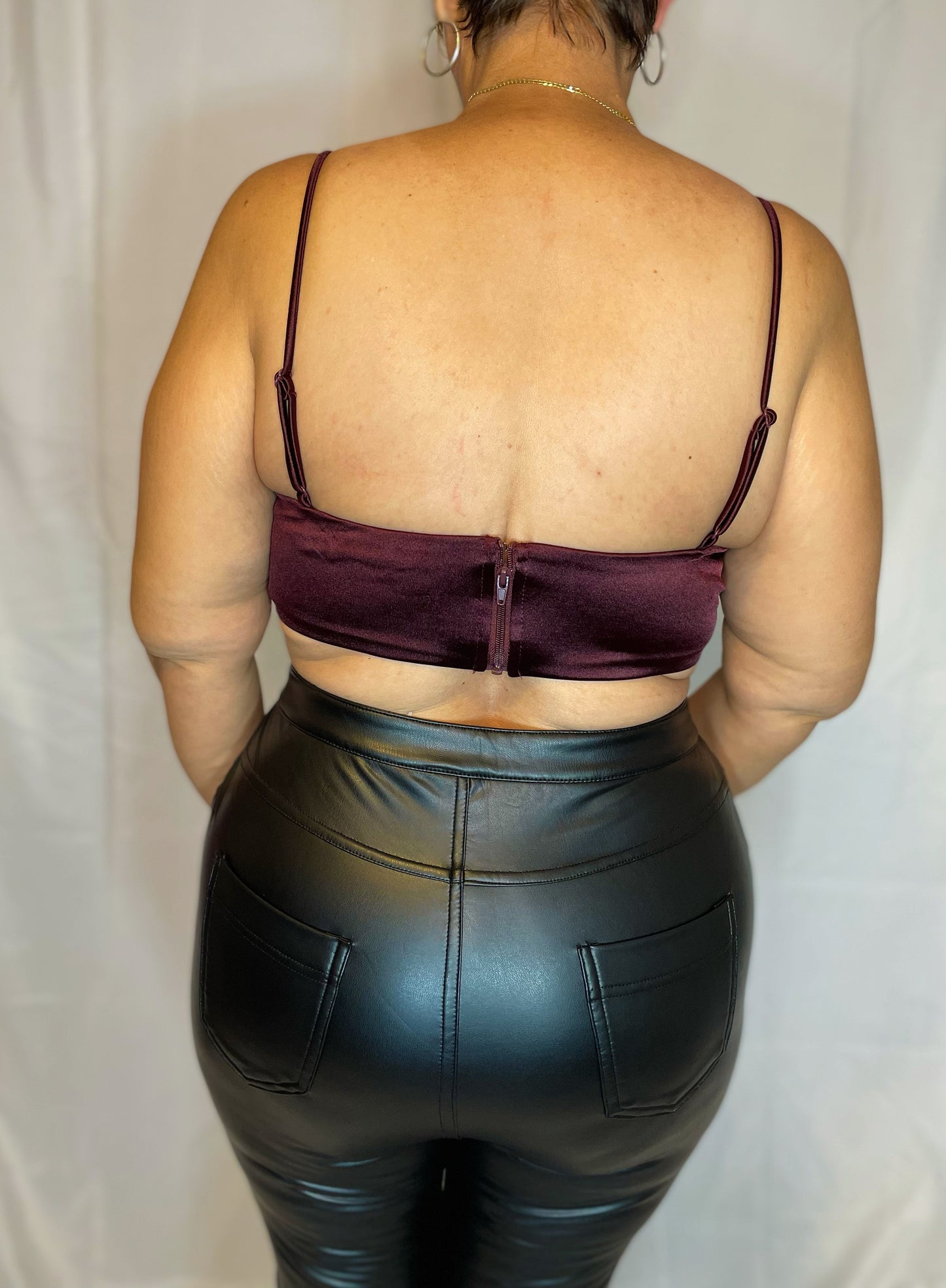 Maria Satin Corset Crop Top - Burgundy