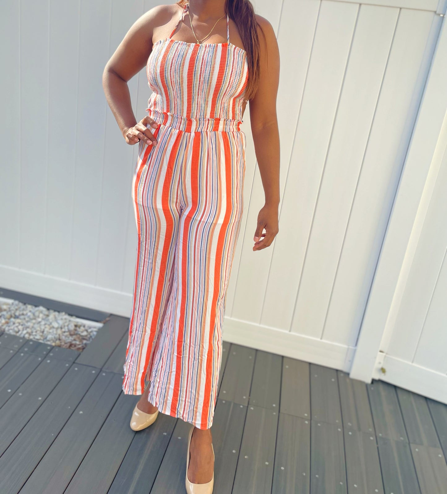 Reina Woven Jumpsuit - Coral