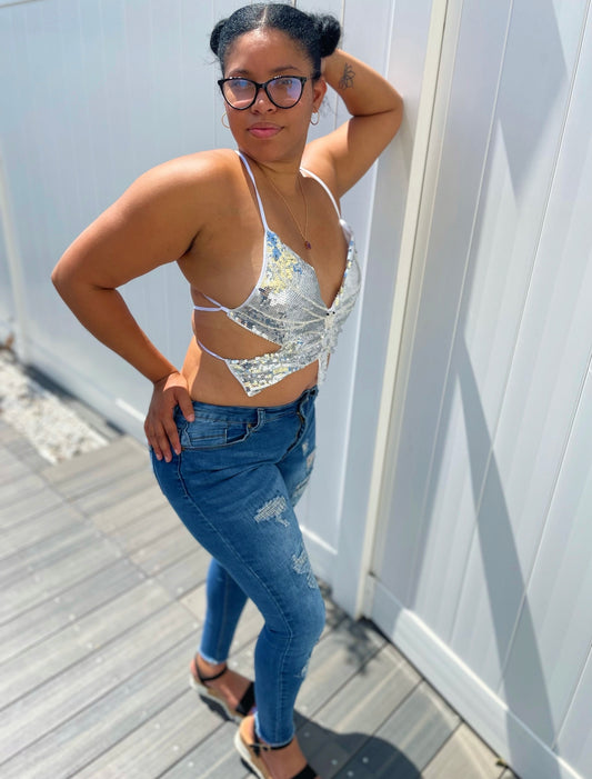Angel Butterfly Top - Silver