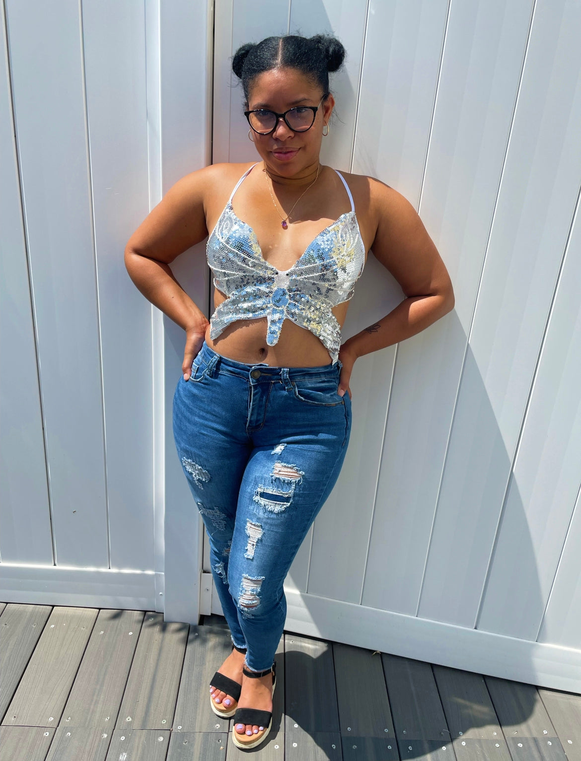 Angel Butterfly Top - Silver