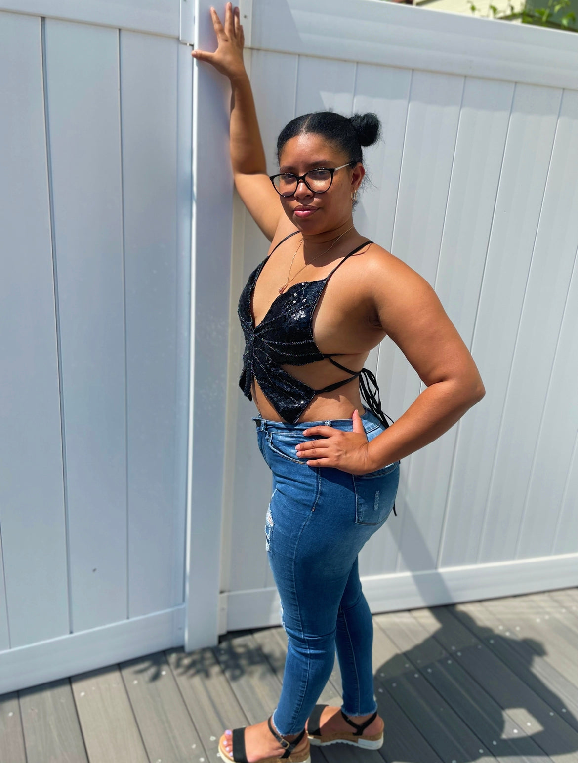 Angel Butterfly Top - Black Multi