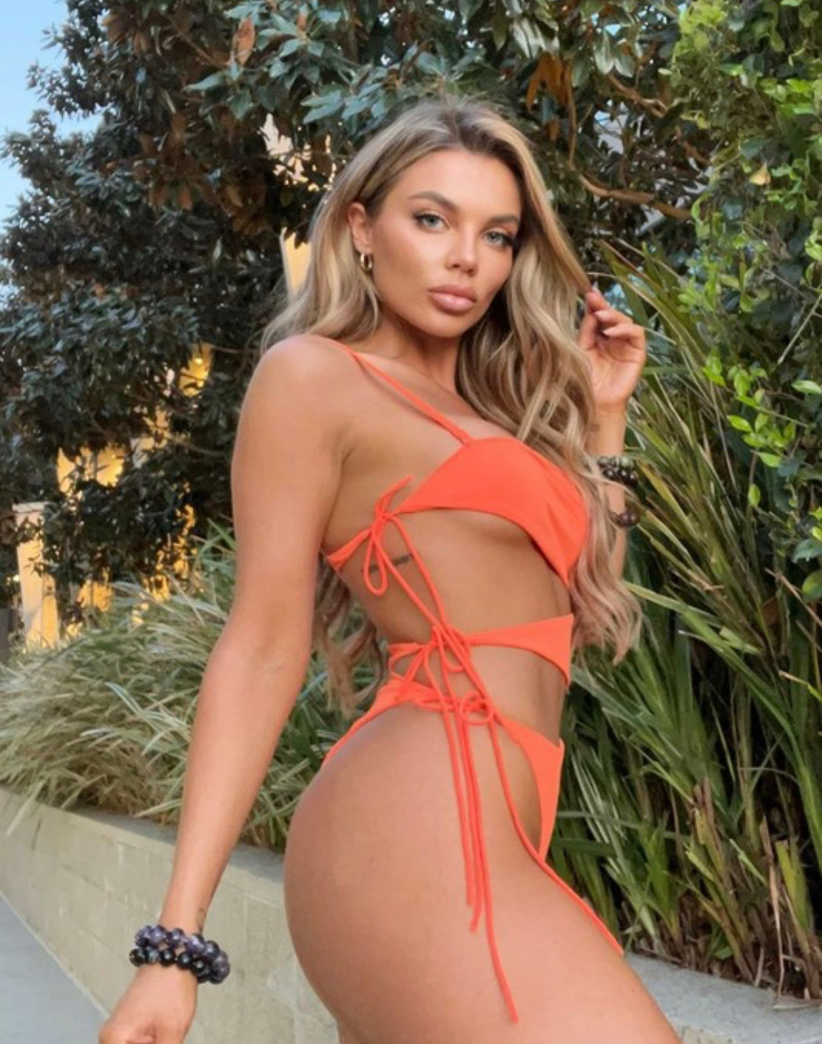 The Side One Piece Bathing Suit - Orange