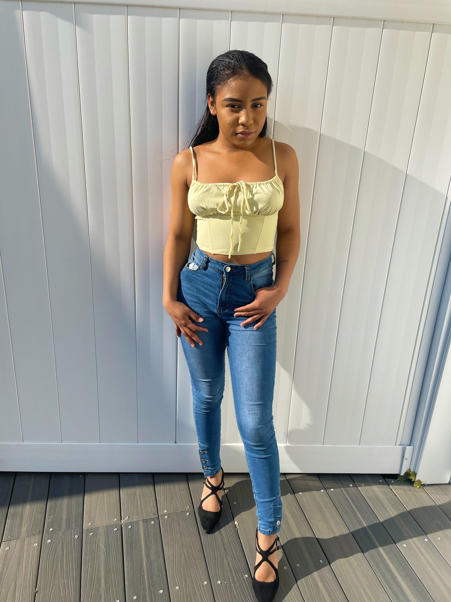 Ivy Bustier Crop Top - Lemon