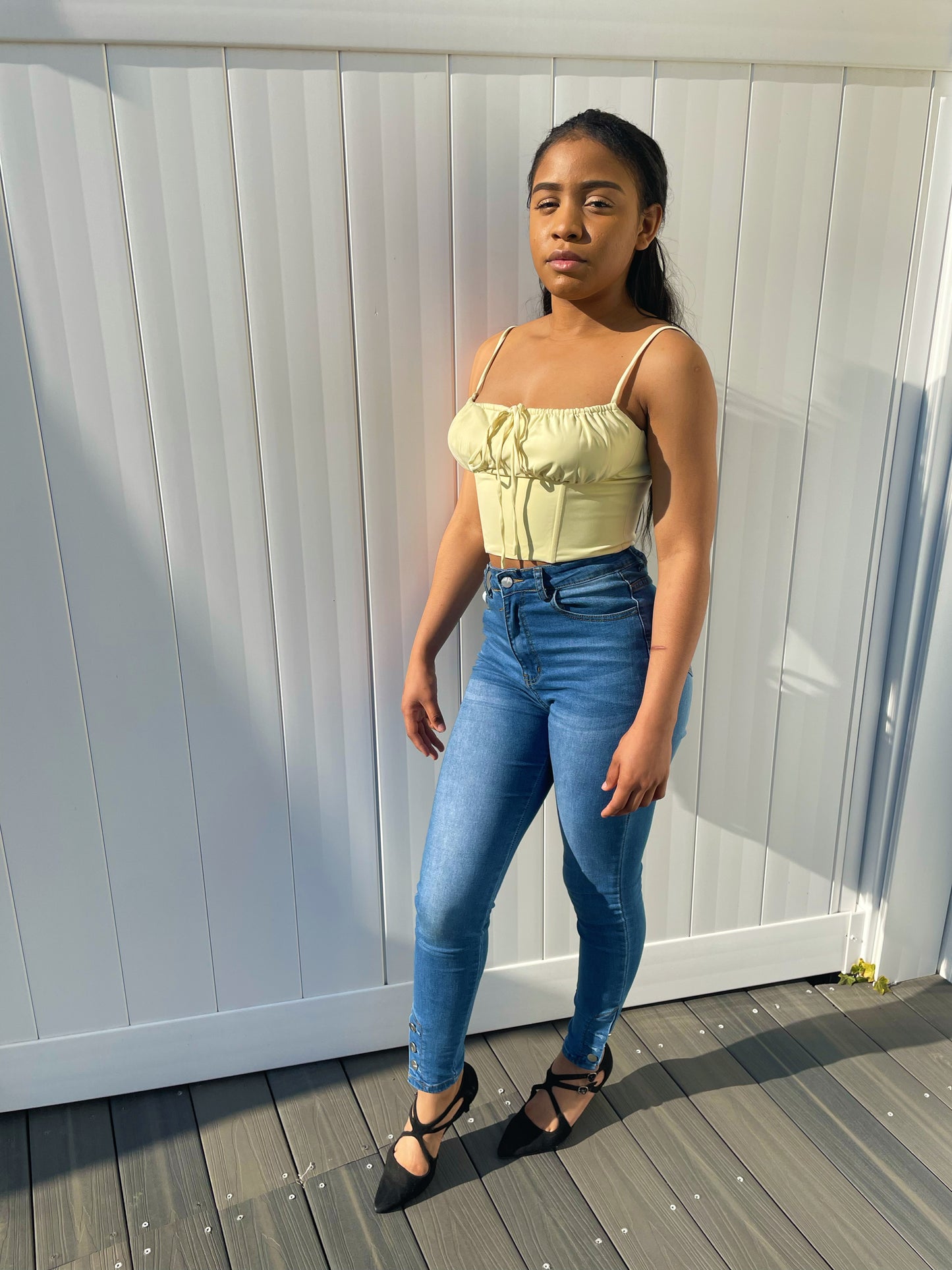 Ivy Bustier Crop Top - Lemon