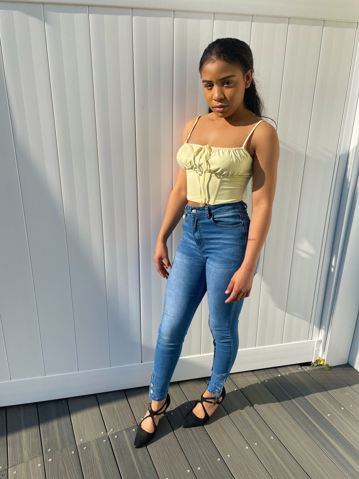Ivy Bustier Crop Top - Lemon