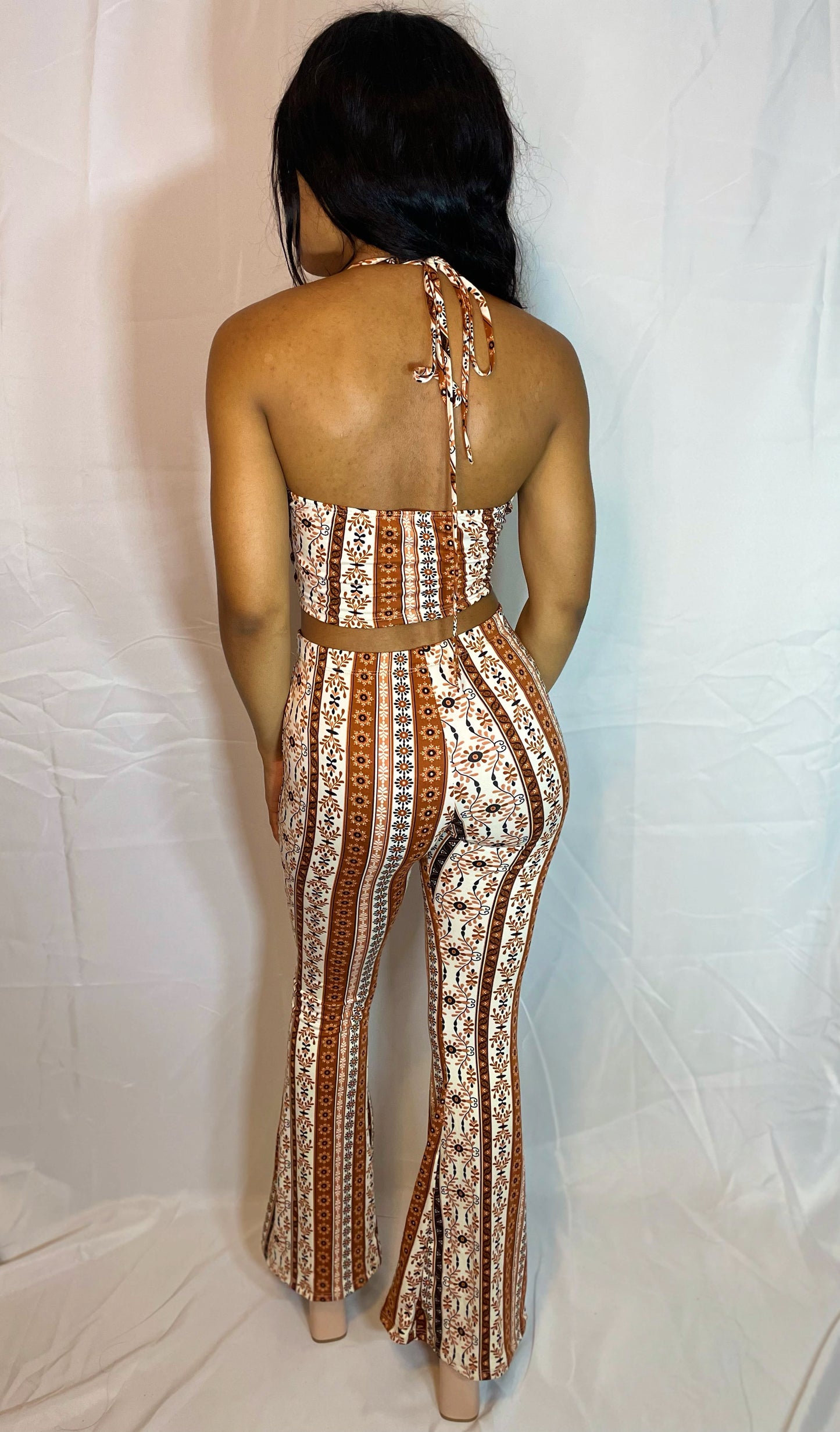 Sofia Bell Bottom Pants Set- Rust