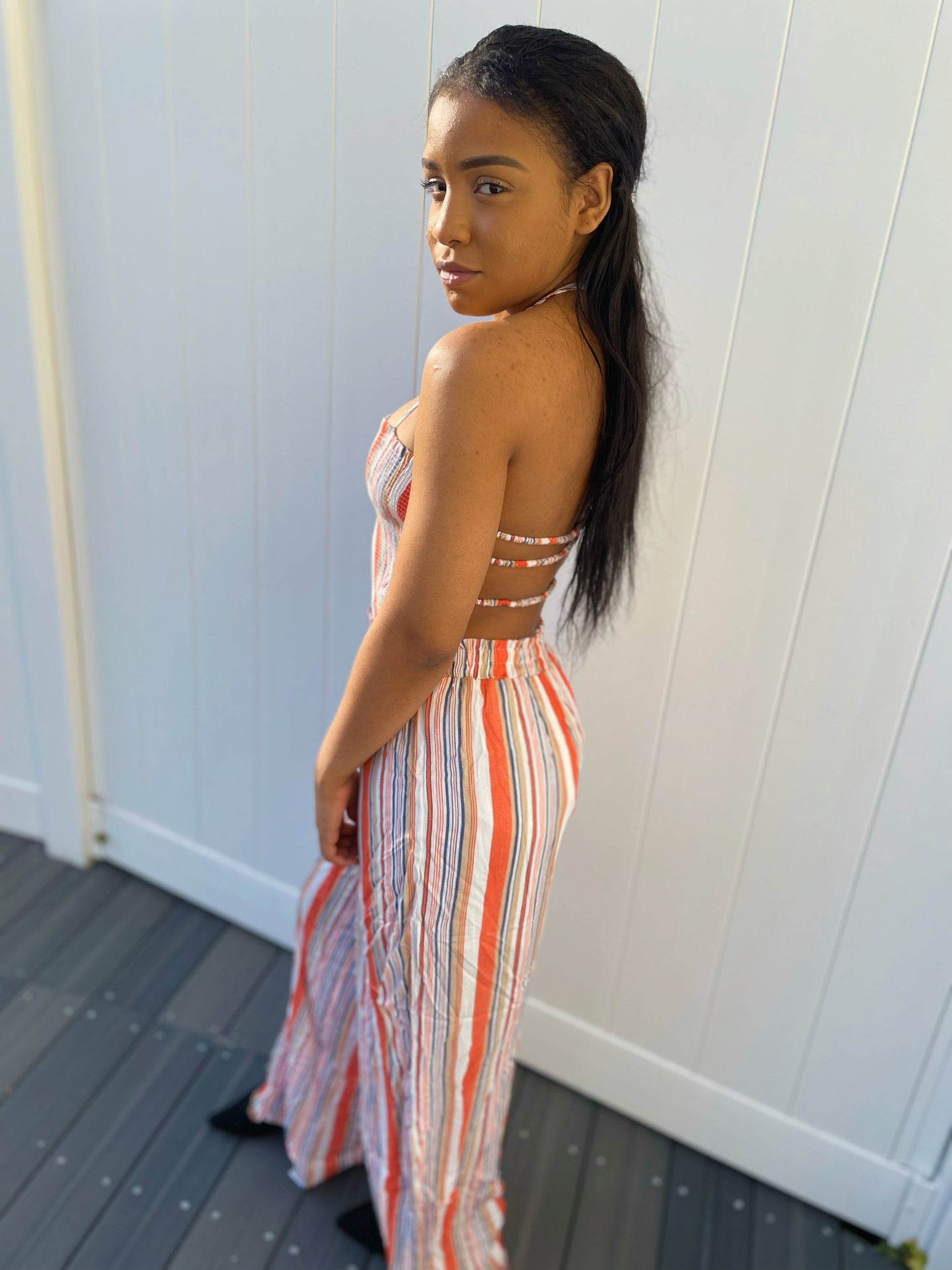 Reina Woven Jumpsuit - Coral
