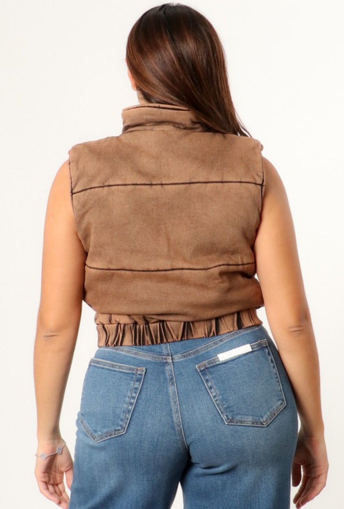 Denim Multi-Pocket Vest -Bronze Acid