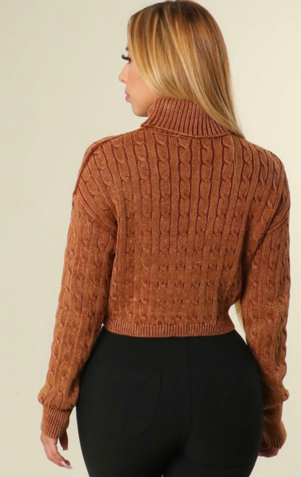 Knit Turtleneck Sweater - Brown