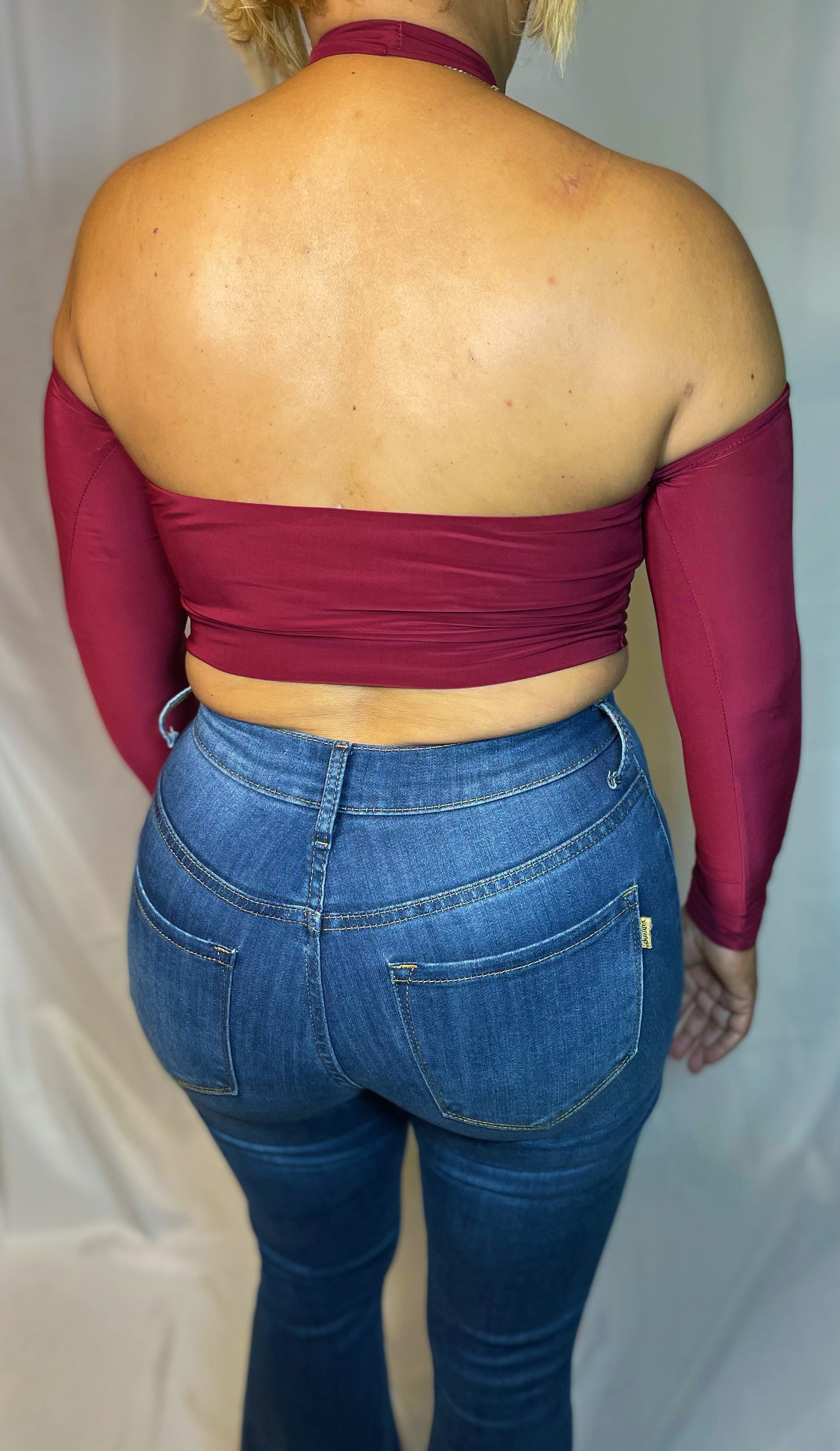 Eli Off Shoulder Halter Top - Burgundy