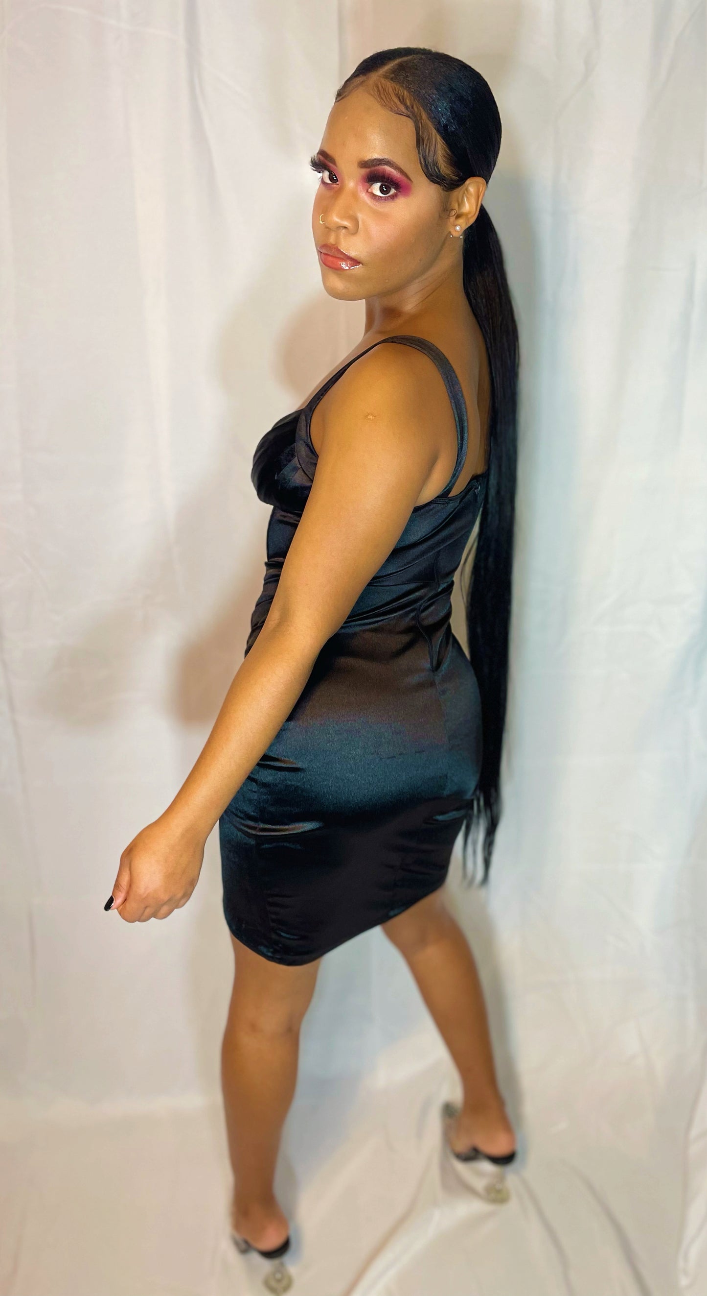 Always Exclusive Satin Dress - Black