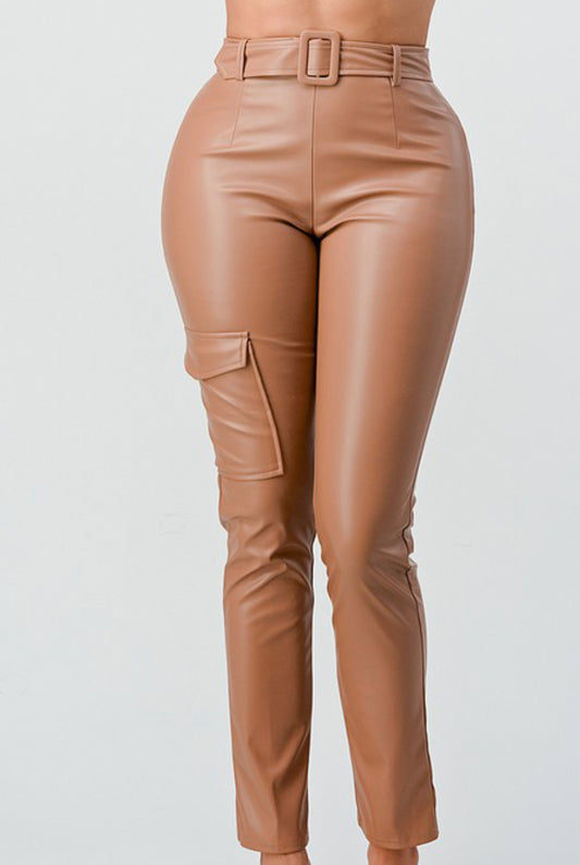 Lux Pleather Leggings -Toffee