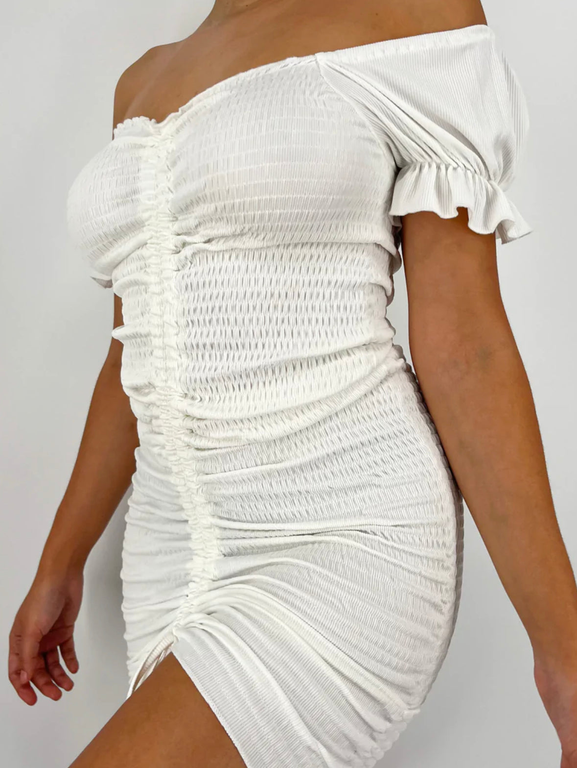 Coco Ruched Dress- White