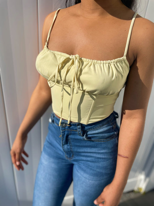 Ivy Bustier Crop Top - Lemon